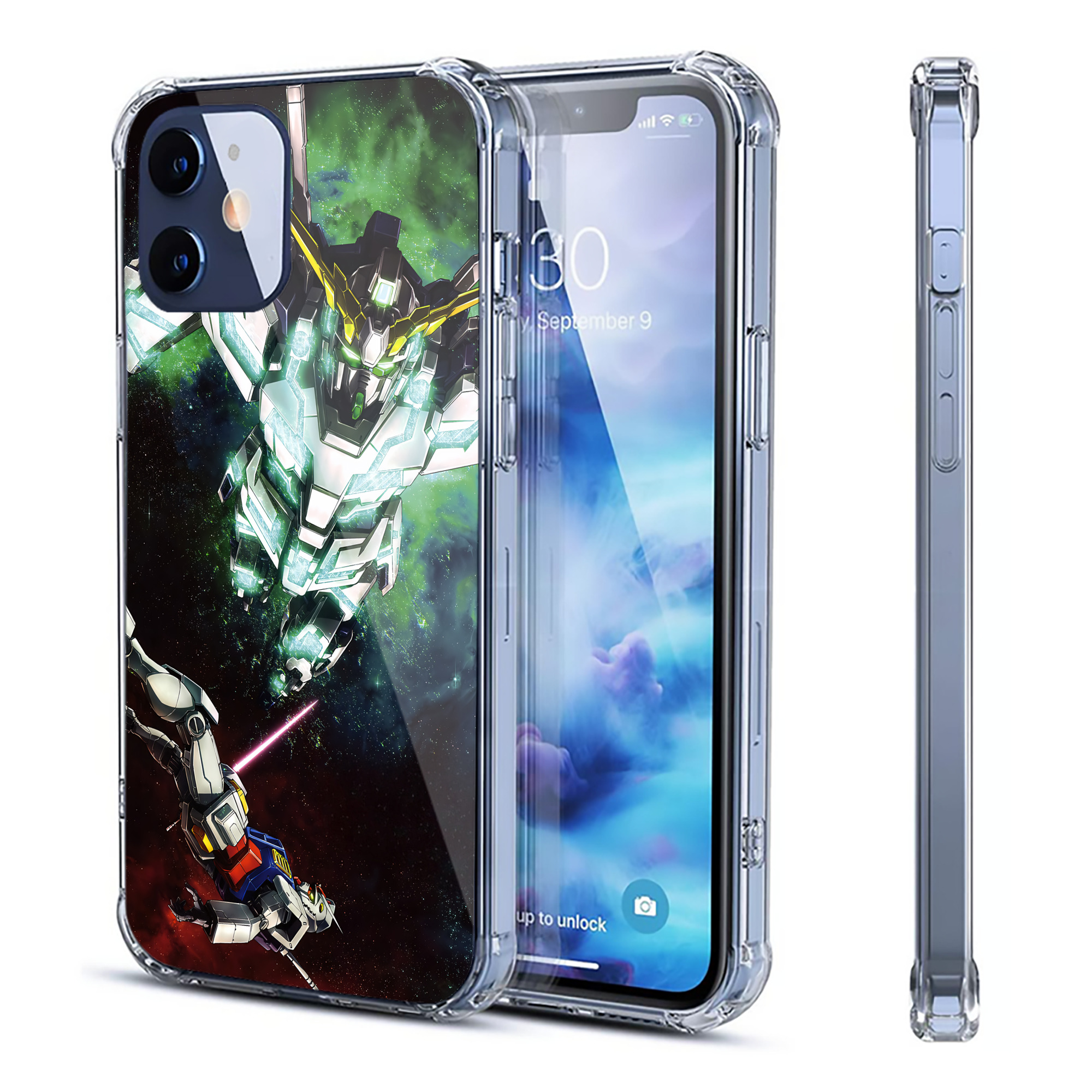 （画像用） 機動戦士ガンダム Mobile Suit Gundam 【iPhone 12シリーズ対応】透明スマホケース（クリアソフトケース）